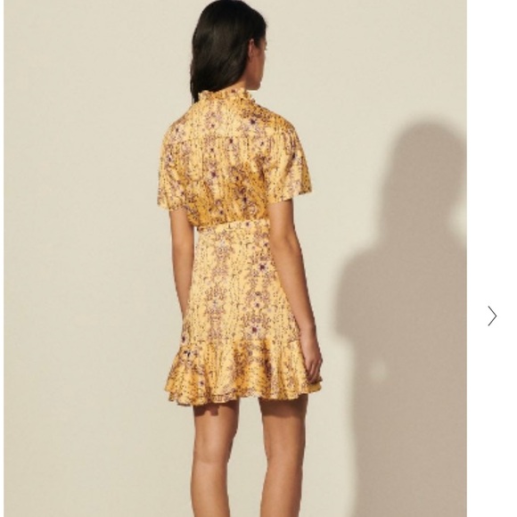 ⭐️💛 NWT💛⭐️ Sandro dress Women's Suzette Floral Frill Neck Dress MULTIPLE SIZES - Picture 3 of 5